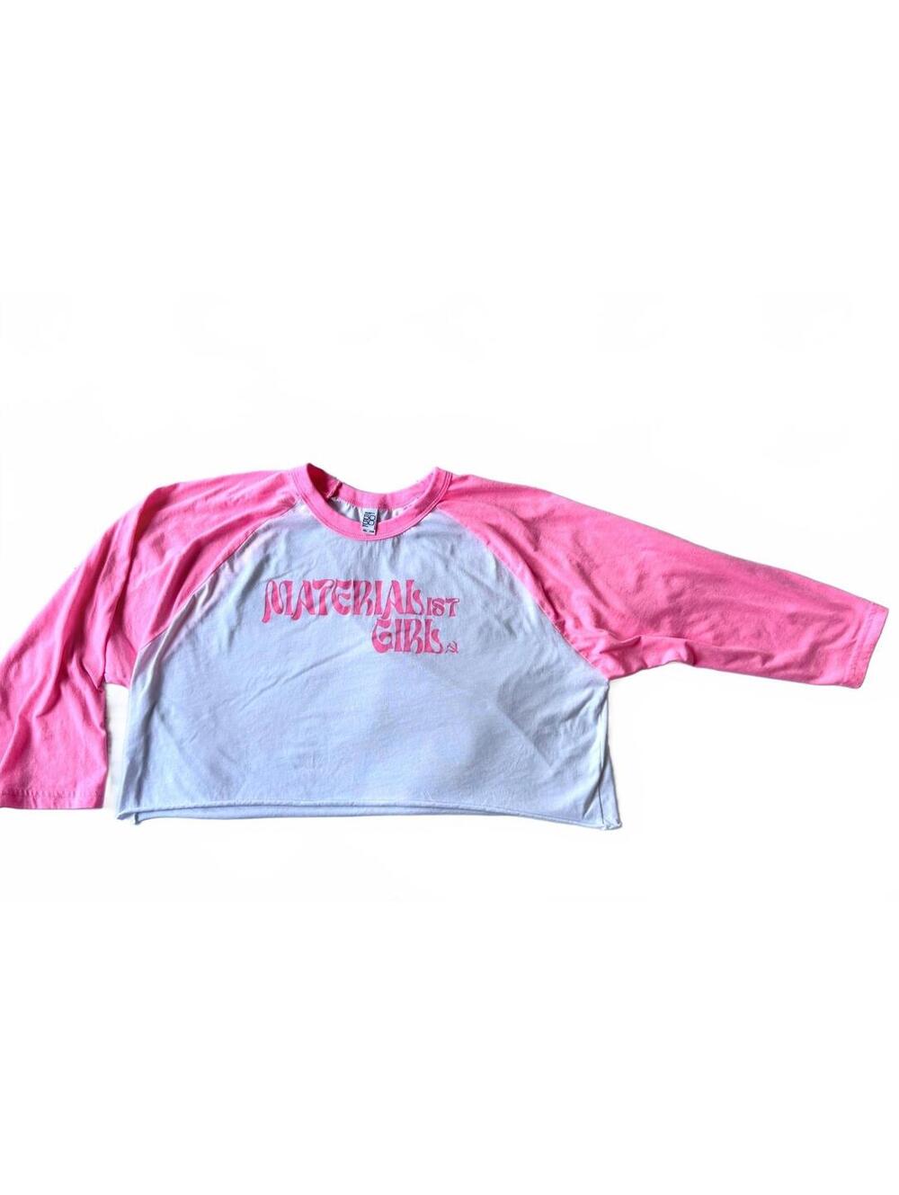 Materialist Girl Pink & White Raglan Crop Tee – XL
